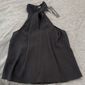 BCBGMaxAzria Elegant Black Tie-Neck Blouse